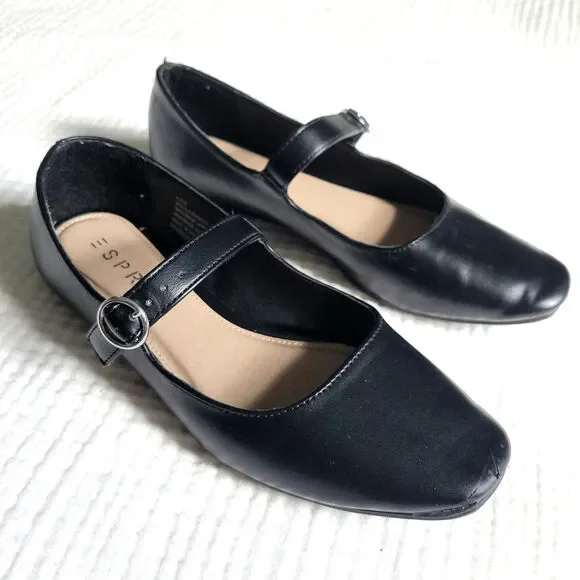 Esprit Womens 6.5 Black Mary Jane Ballet Flats Shoes Minimalist Comfort Nicola - Picture 1 of 7